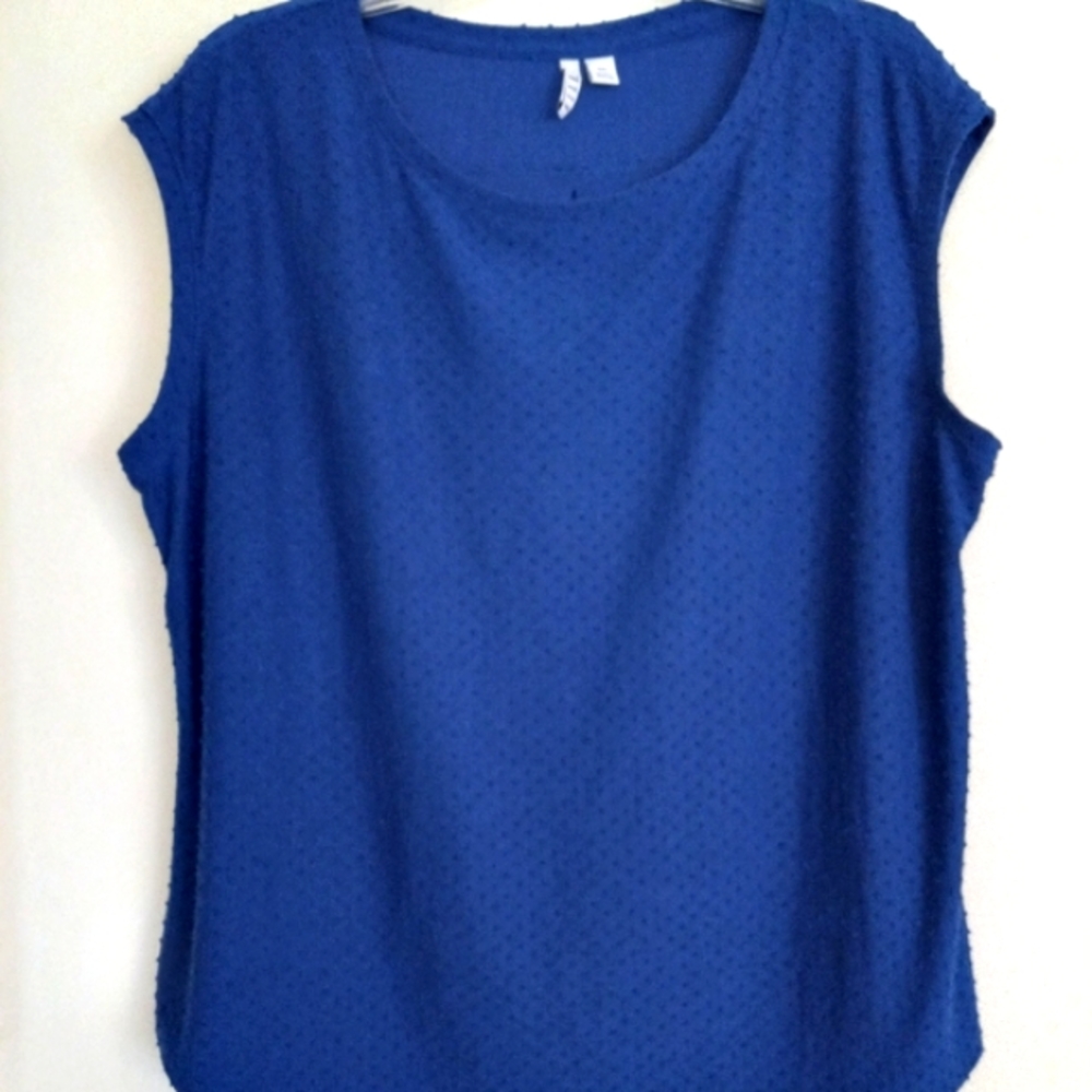Elle 2X blue round neck sleeveless top